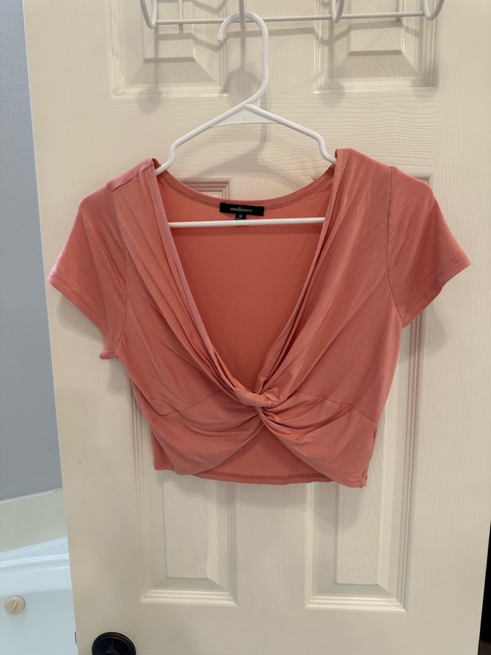 Ambiance Dusty Rose Twist-Front Crop Top